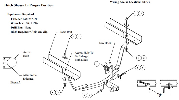 60869 installation instruction hitch image figures 1 & 2